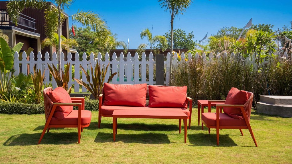 Outdoor lounge seating on the estate lawns