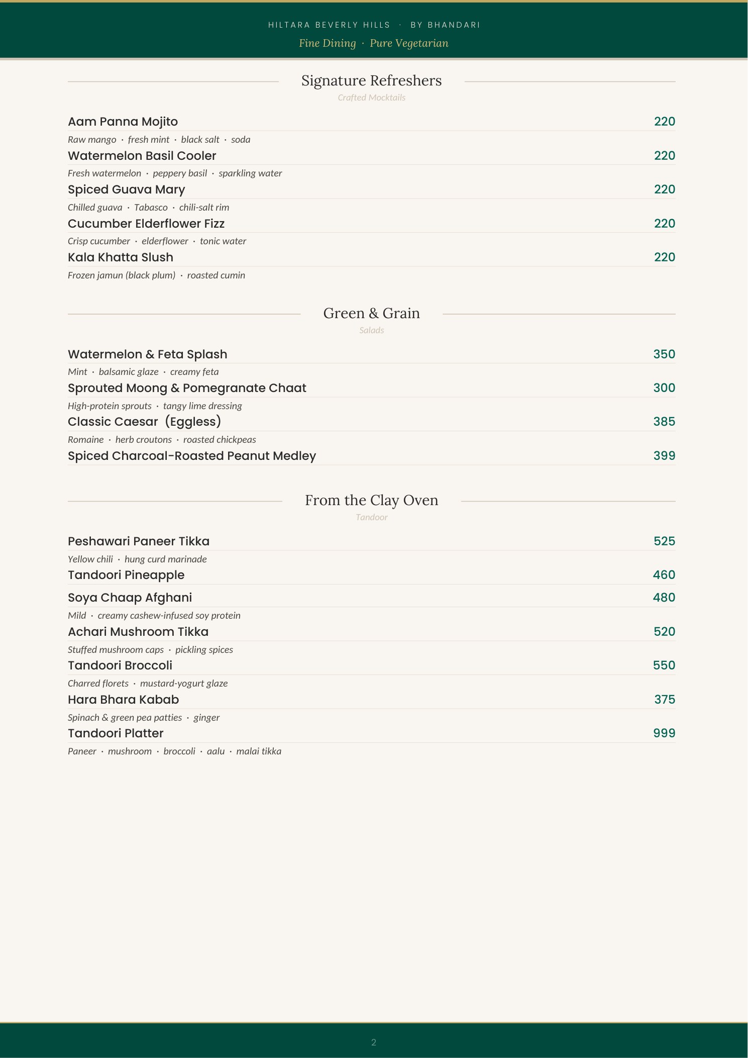 Menu page 2 — Drinks & Small Bites