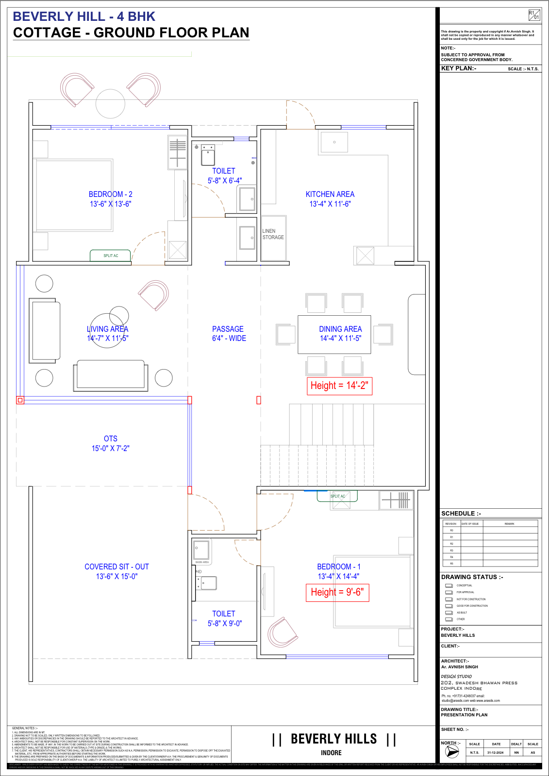 4 BHK villa ground and first floor plan