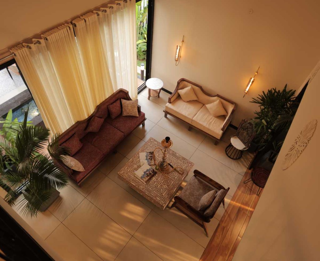 3 BHK villa living room with premium seating