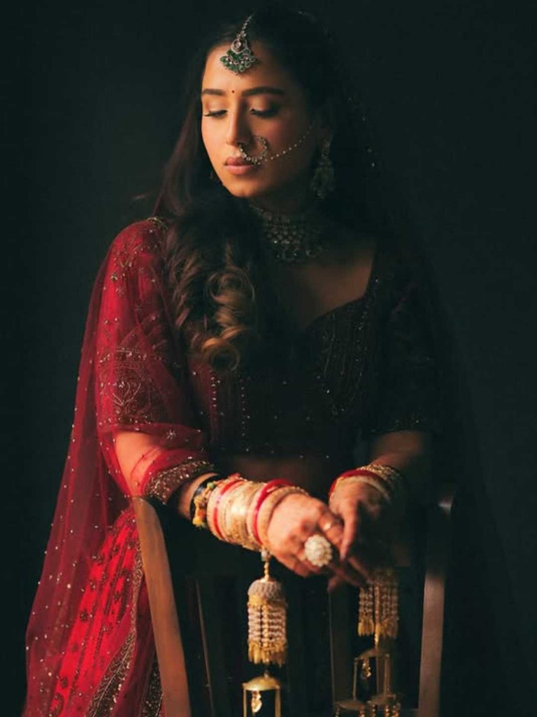 Bride in traditional bridal jewelry at Beverly Hills Resort