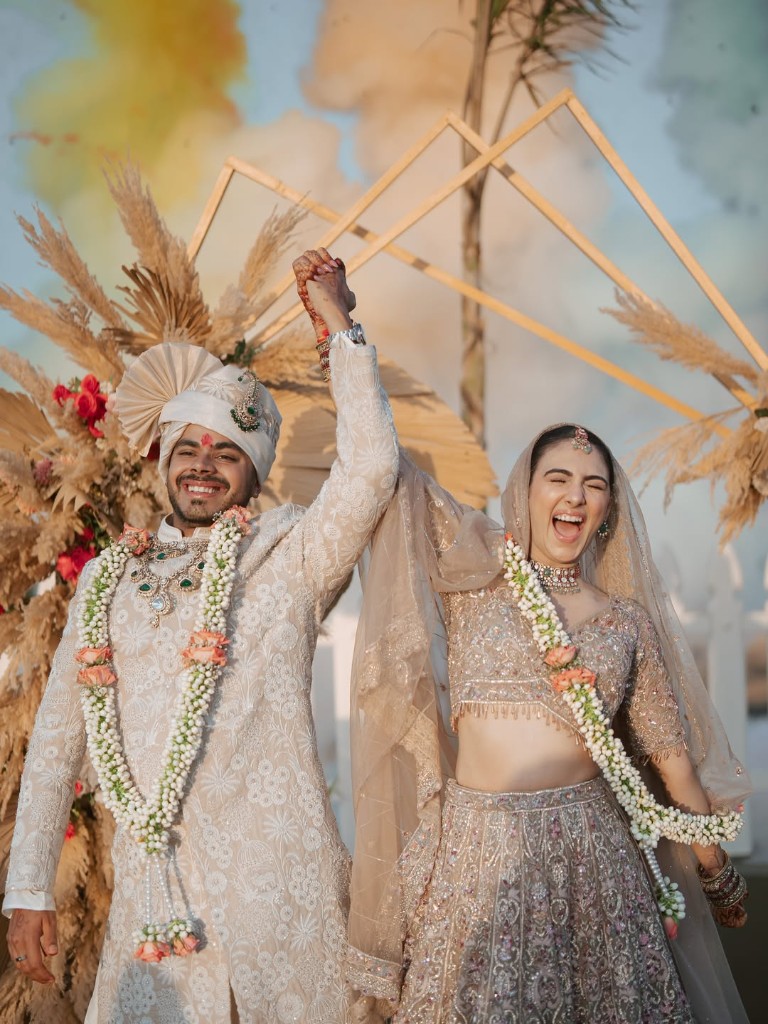 Bride and groom celebrating at Beverly Hills — Sharma and Mehta wedding, 2024